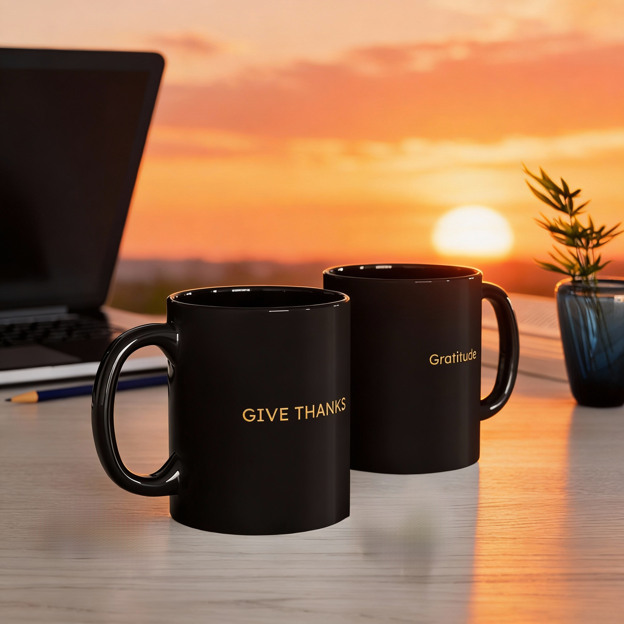 GIVE THANKS - Foundations Collection Black Mug