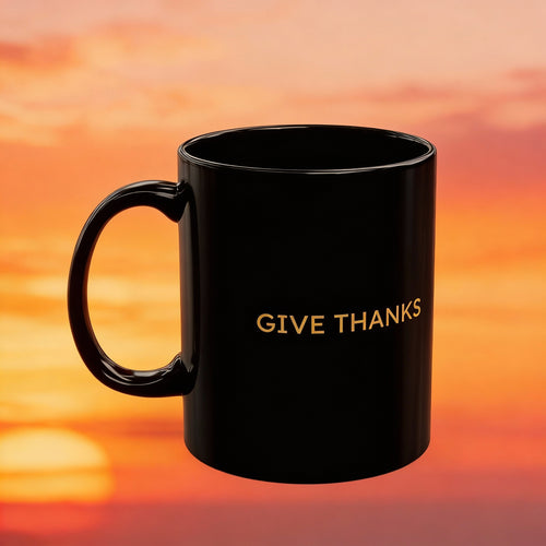 GIVE THANKS - Foundations Collection Black Mug