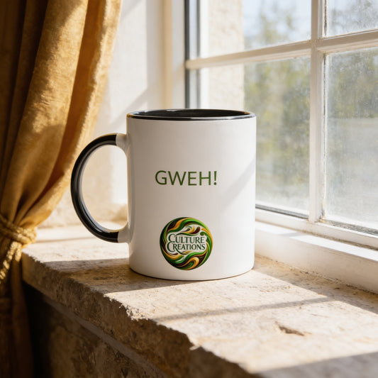 GWEH!- Foundations Collections  White 11oz Ceramic Mug with Color Inside Ceramic Black