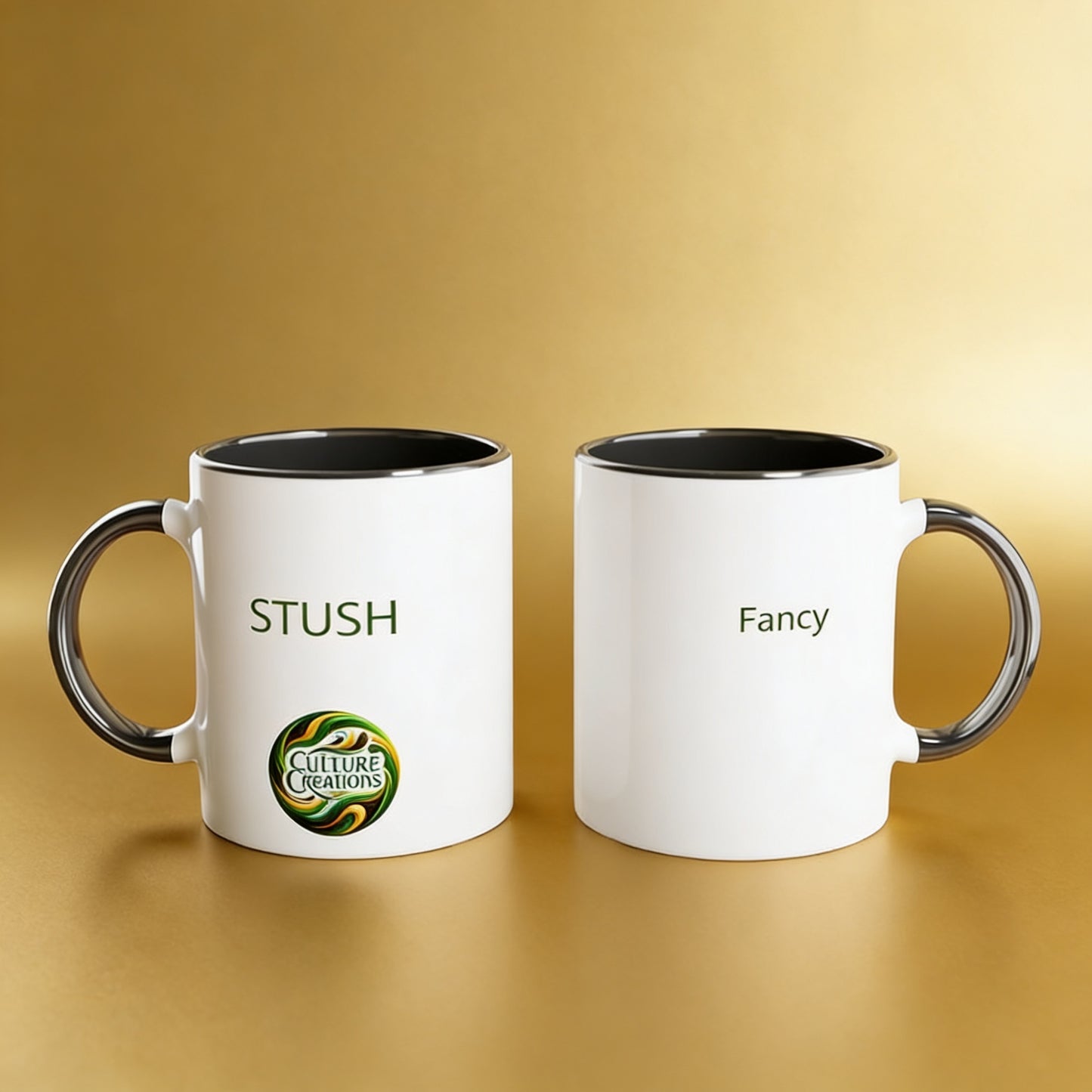 STUSH - Foundations Collection  White 11oz Ceramic Mug with Color Inside Ceramic Black