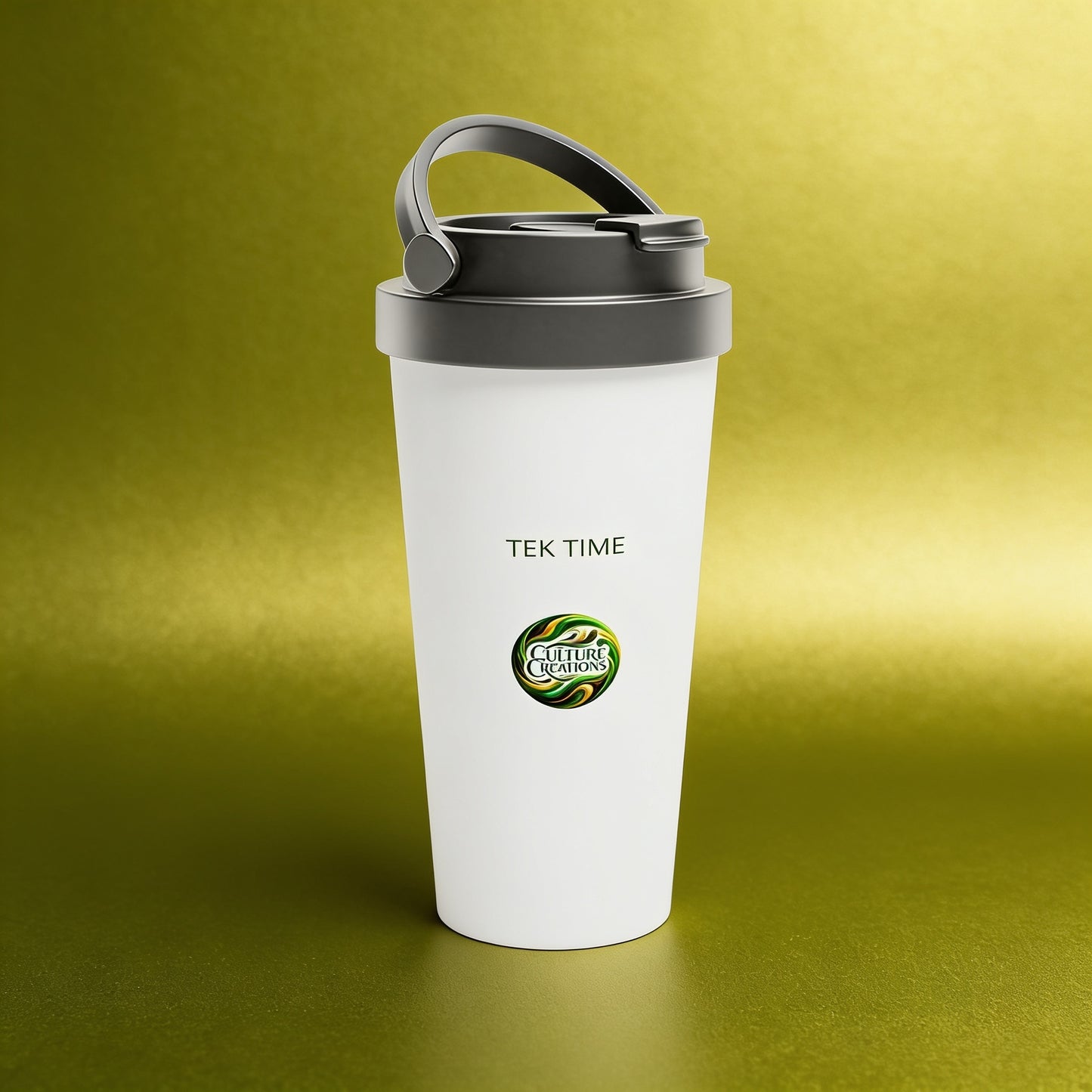 TEK TIME - White 15oz Stainless Steel Travel Mug