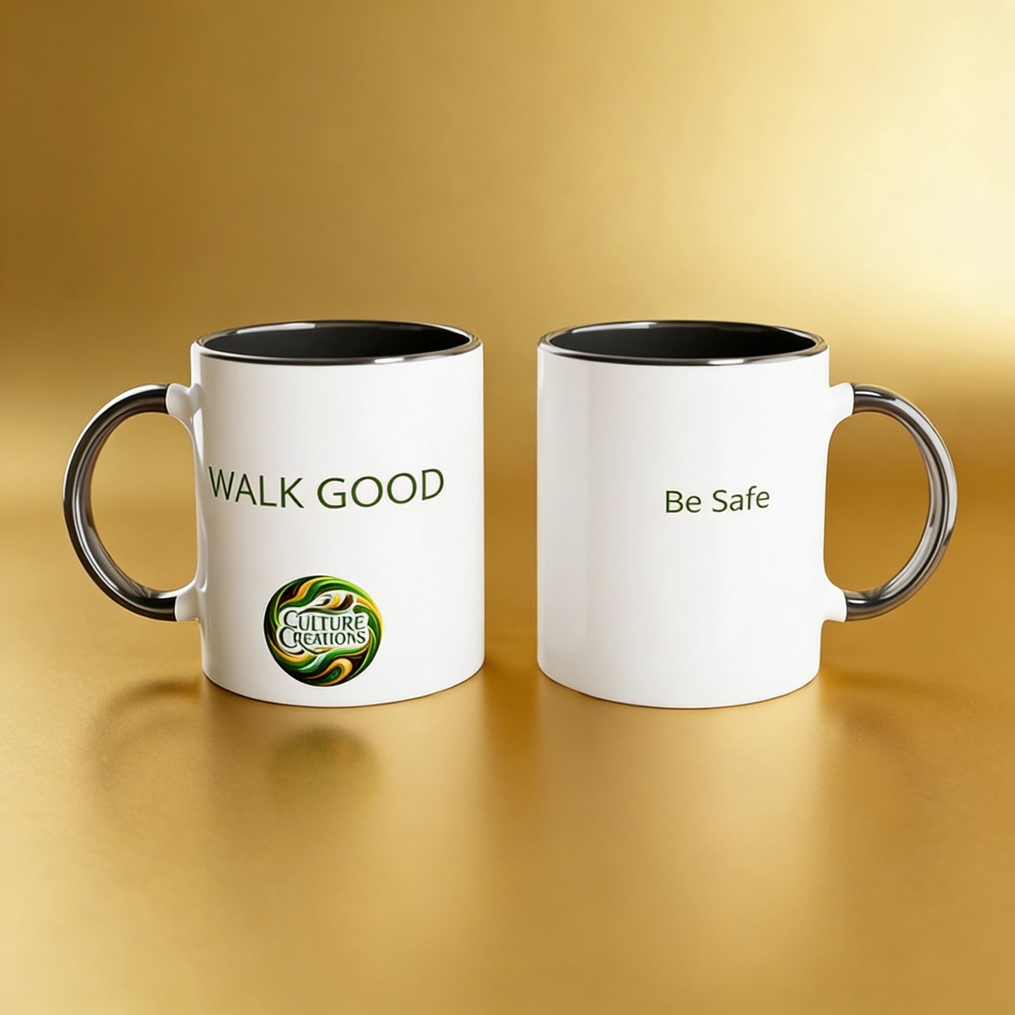WALK GOOD - Foundations Collection  White 11oz Ceramic Mug with Color Inside Ceramic Black