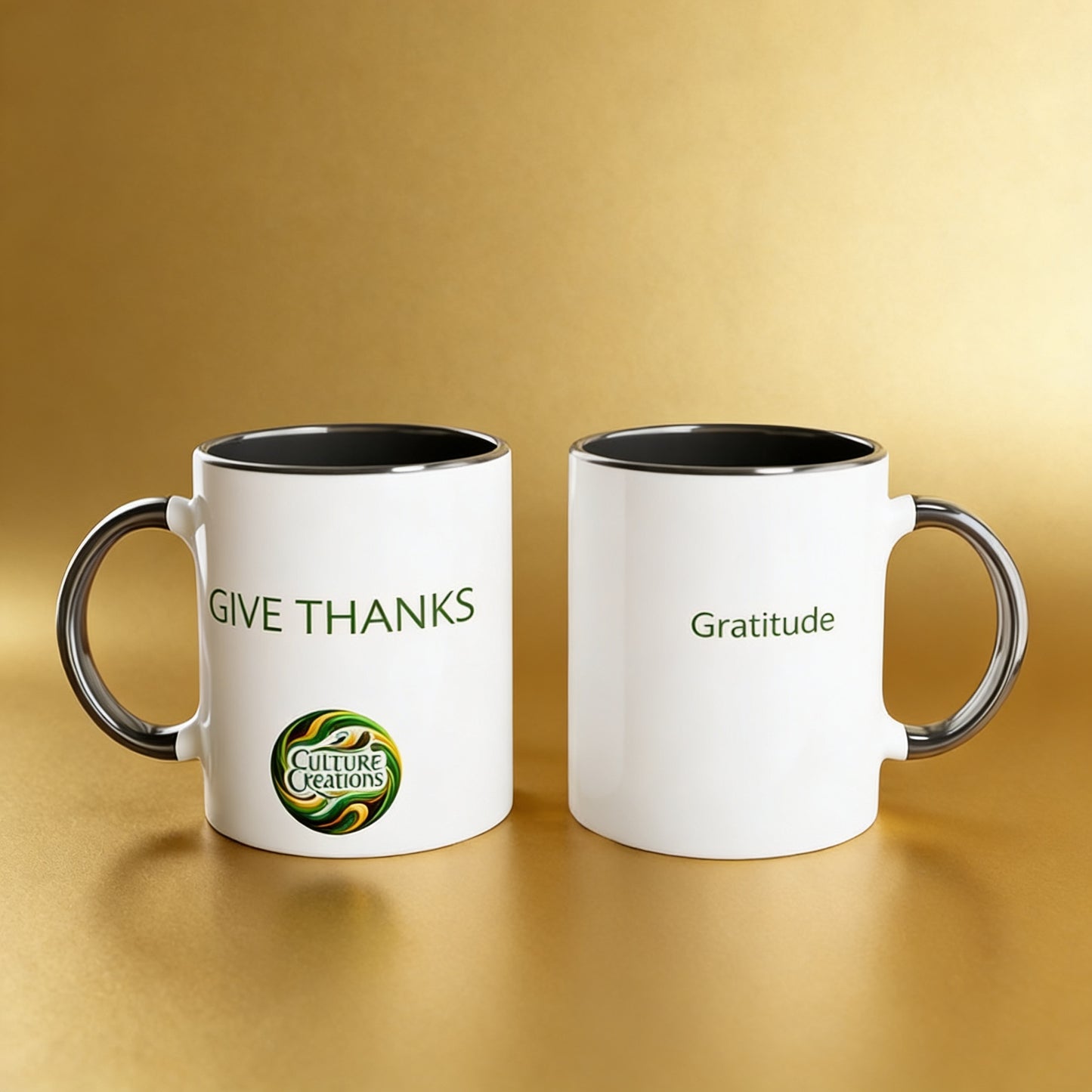 GIVE THANKS - Foundation Collection  White 11oz Ceramic Mug with Color Inside Ceramic Black