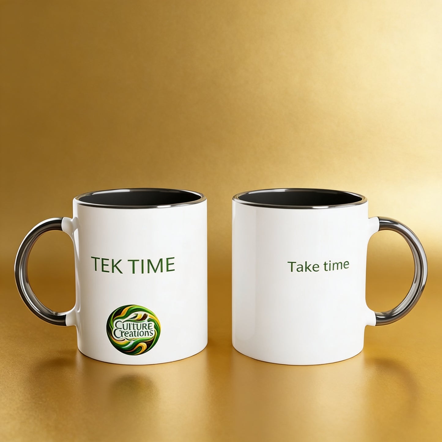 TEK TIME - Foundations Collection. White 11oz Ceramic Mug with Color Inside Ceramic Black