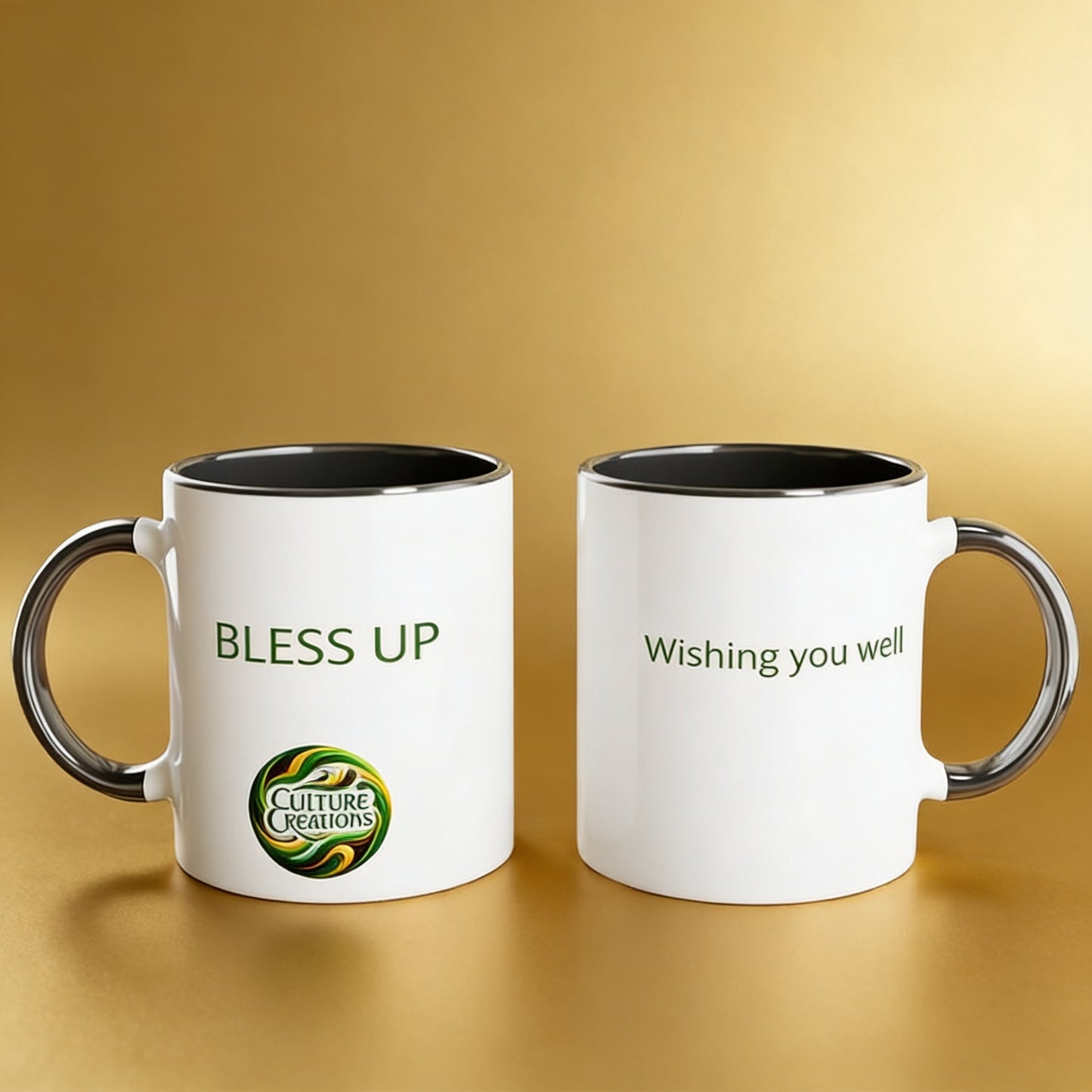 BLESS UP - Foundations Collection   White 11oz Ceramic Mug with Color Inside Ceramic Black