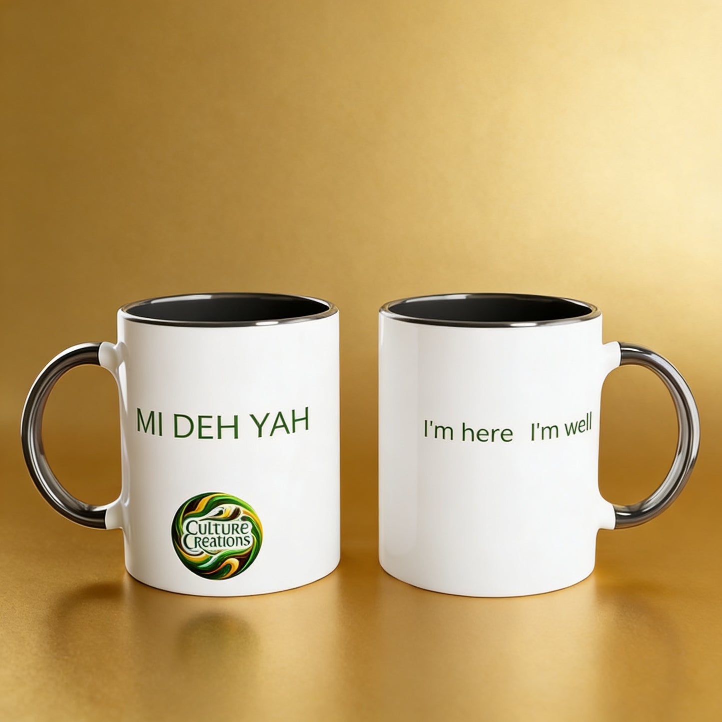 MI DEH YAH  - Foundations Collection - White 11oz Ceramic Mug with Color Inside Ceramic Black