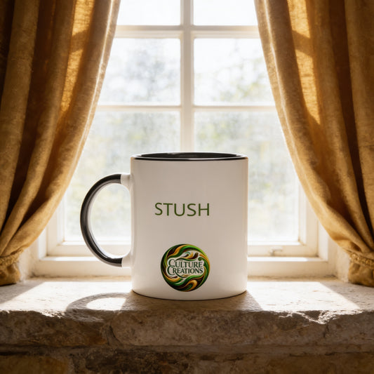 STUSH - Foundations Collection  White 11oz Ceramic Mug with Color Inside Ceramic Black