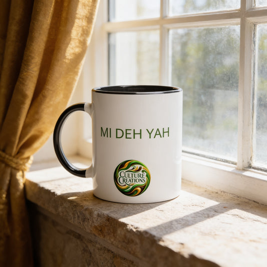 MI DEH YAH  - Foundations Collection - White 11oz Ceramic Mug with Color Inside Ceramic Black