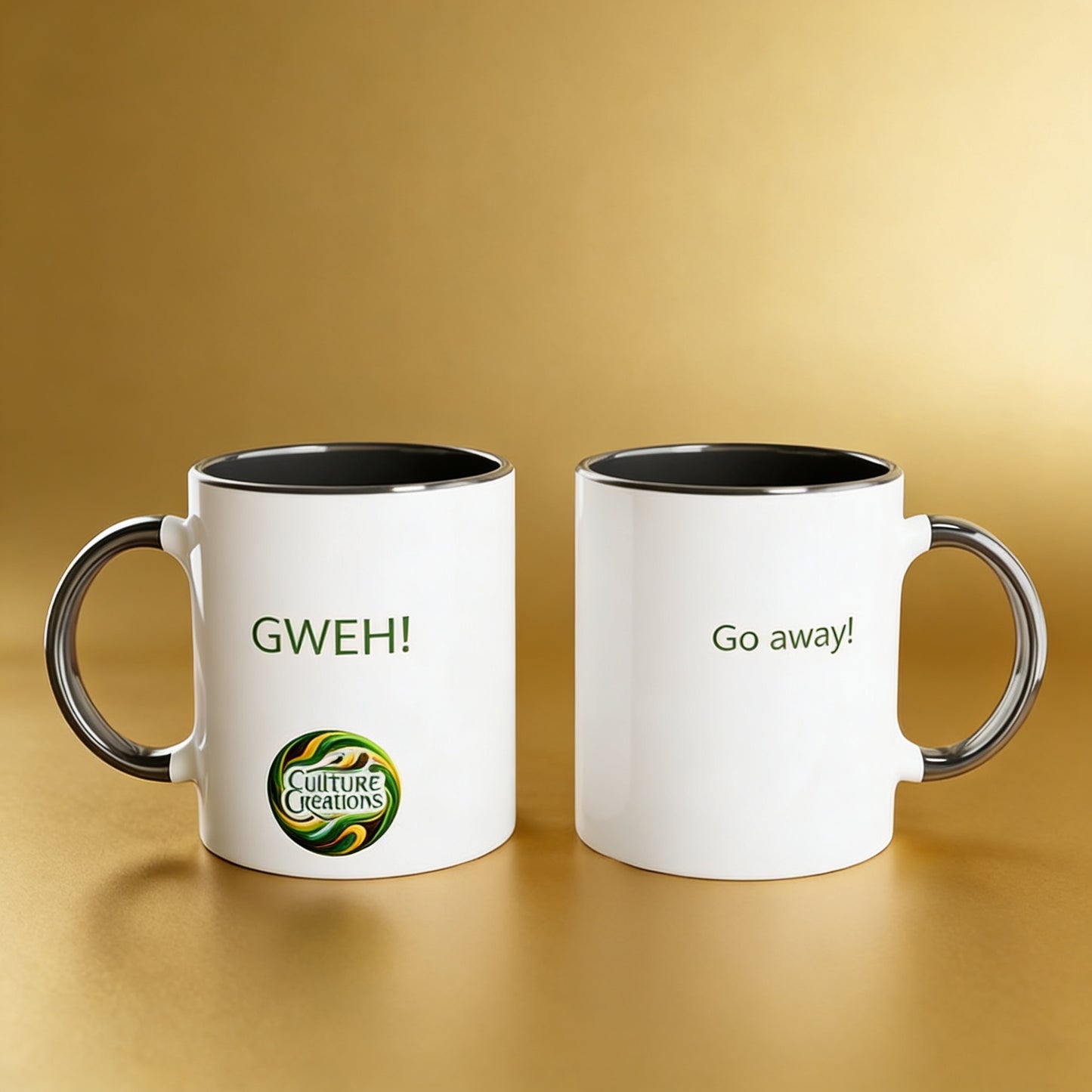 GWEH!- Foundations Collections  White 11oz Ceramic Mug with Color Inside Ceramic Black