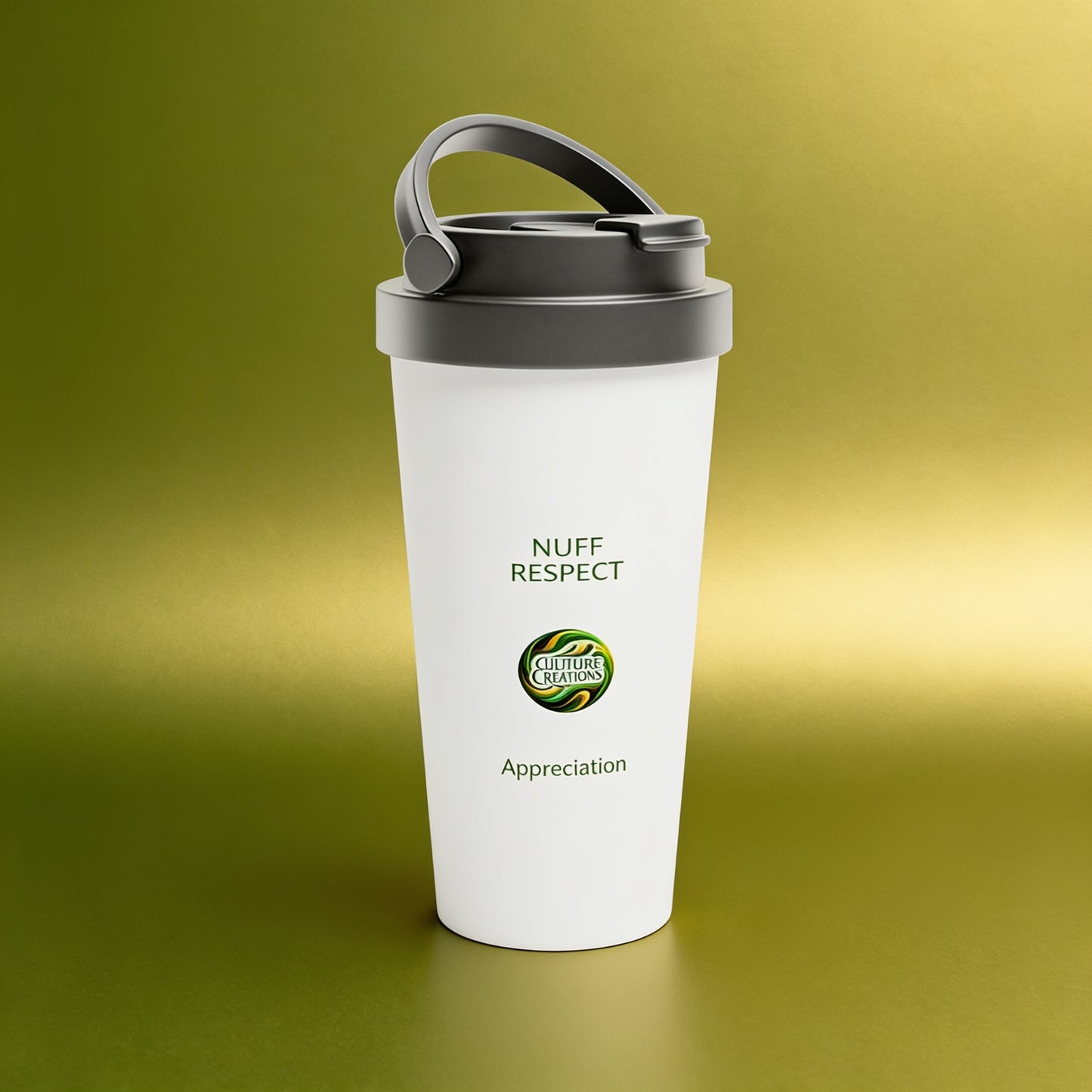 NUFF RESPECT - White 15oz Stainless Steel Travel Mug